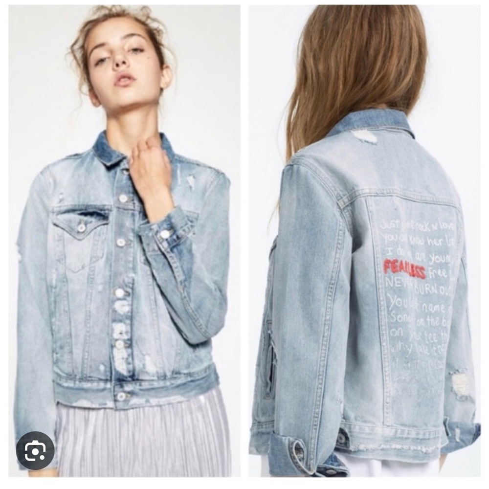 Zara Trafaluc printed Jean jacket
